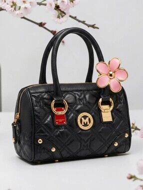 Metrocity Quilted Leather Boston "Doctor" Bag - Black